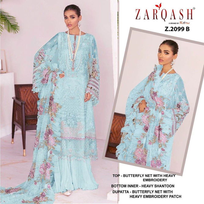 Z 2099 Zarqash Butterfly Net Embroidery Pakistani Suits Wholesale Suppliers In India
